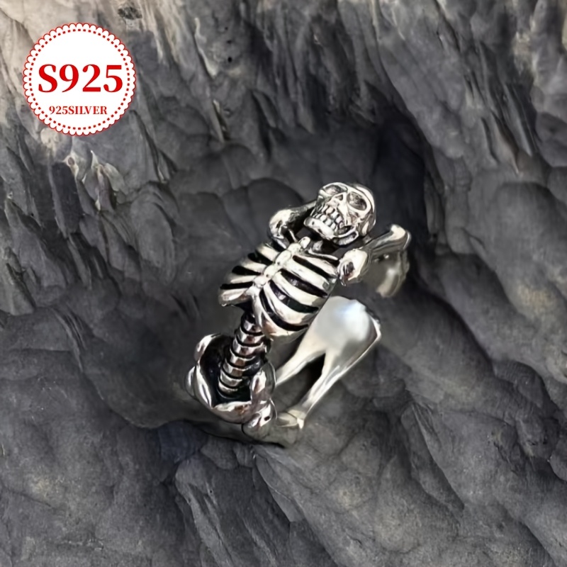 Vintage Distressed Skull Ring Hypoallergenic Women Gothic Punk Ring
